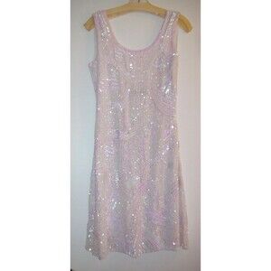 NWOT Rise Sequin Short Dress White Shimmer Pink